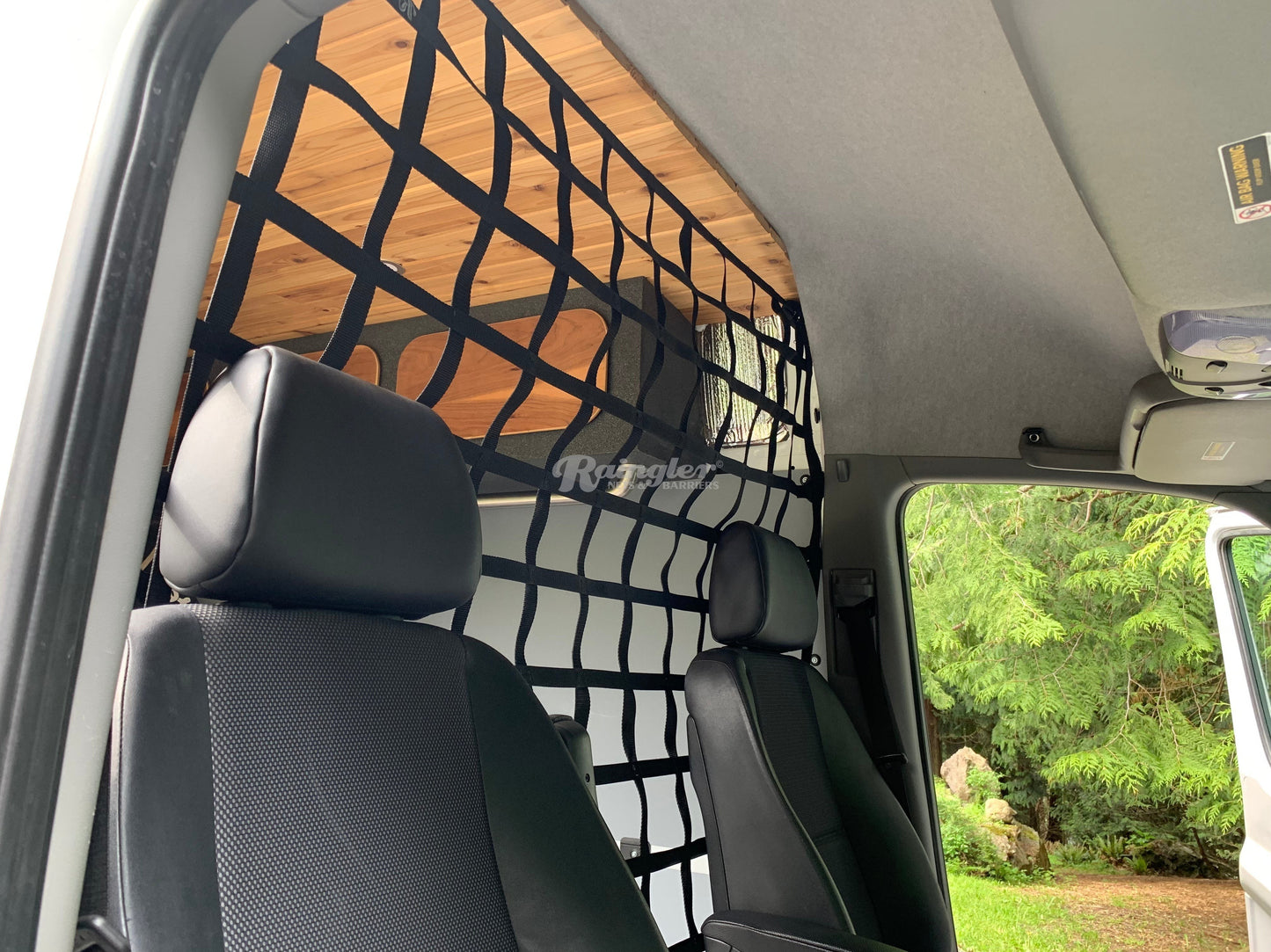 2006 - 2021 Freightliner Sprinter 2nd Gen Raised Roof Model Behind Front Seats Barrier Divider Net-Raingler