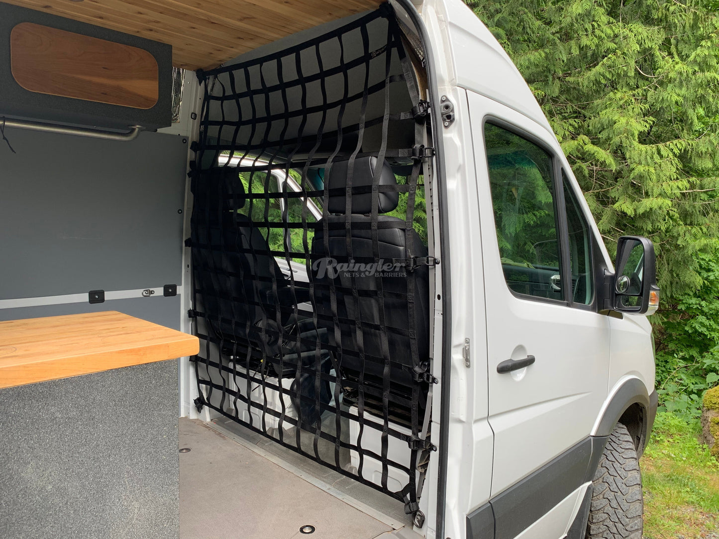 2006 - Newer Sprinter 2nd Gen Standard Roof Model Behind Front Seats Barrier Divider Net-Raingler