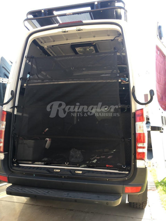 1995 - 2005 Mercedes Benz Sprinter 1st Gen Low Roof Model Rear Barrier Divider Net-Raingler