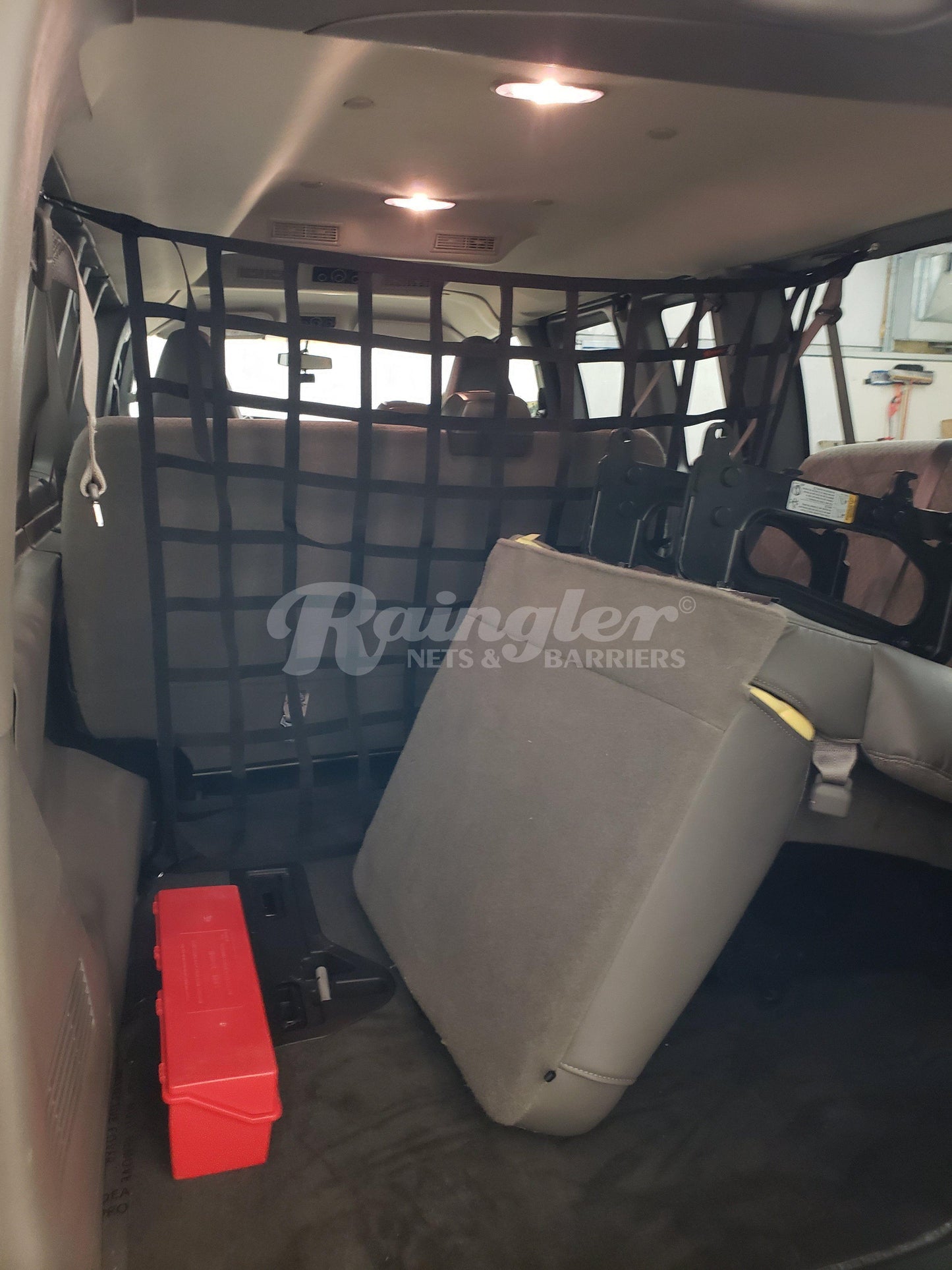 1995 - Newer GMC Chevrolet Express Van Behind 2nd Row Rear Seats or Cargo Area Barrier Divider Net-Raingler