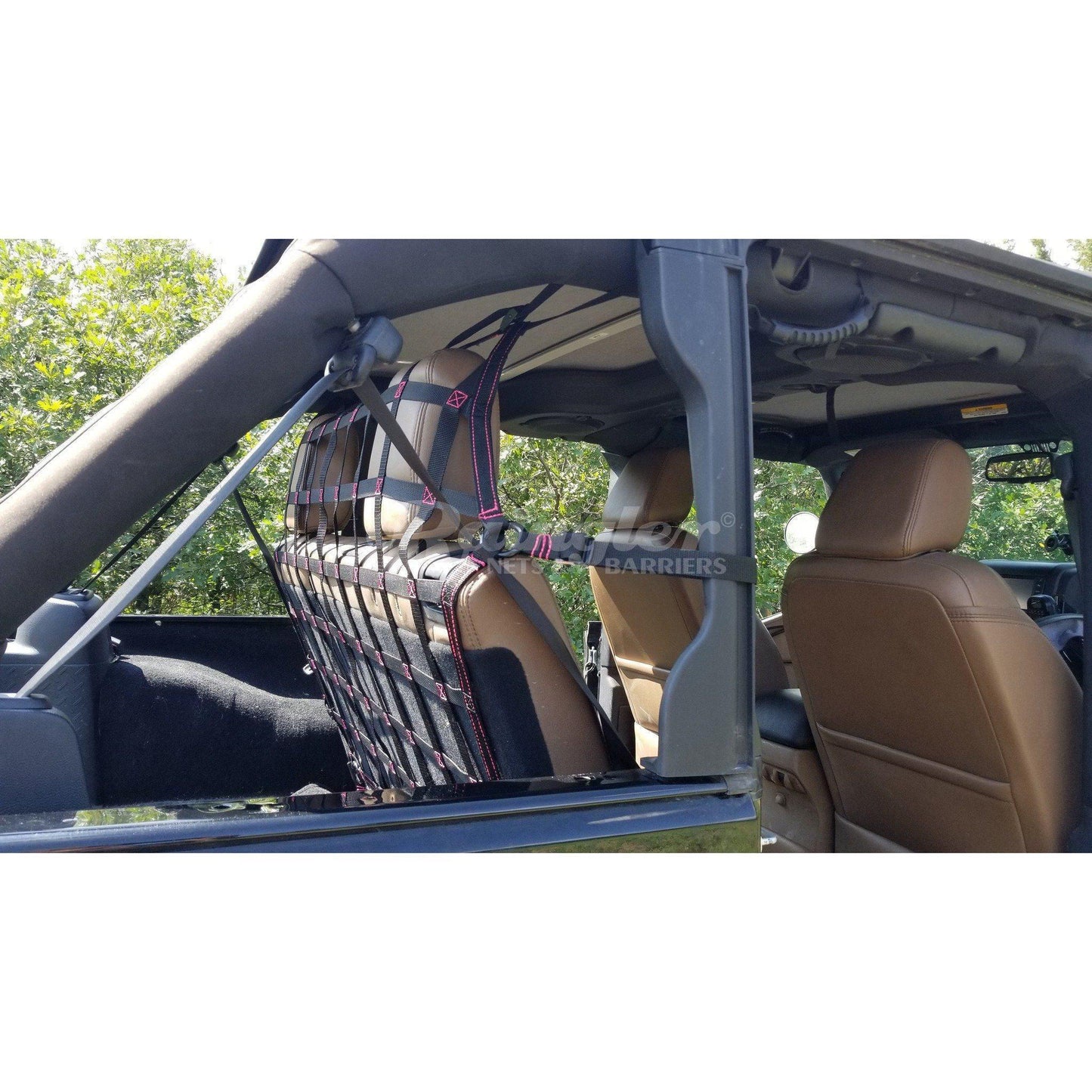 2007 - 2018 Jeep Wrangler JKU 4 Door Behind Front or 2nd Row Seats Barrier Divider Net - Dual Position-Raingler